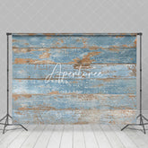 Aperturee - Aperturee Blue Shabby Wood Grain Studio Photography Backdrop